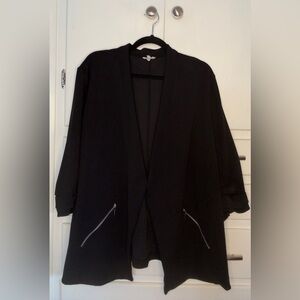 Maurices Black Open Front Blazer with Faux Zipper Pockets Details